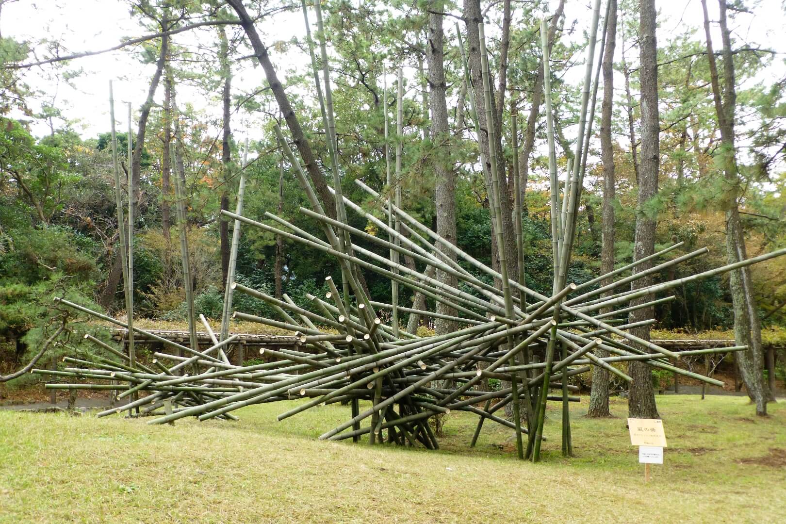 沼津御用邸記念公園 松籟の宴 竹のインスタレーション 飯岡武司氏の作品「風の曲」